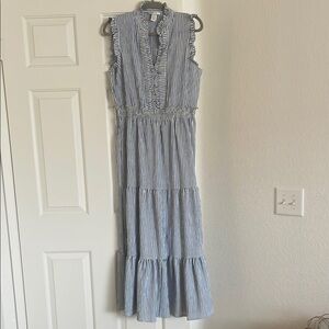 Blue Striped Sleeveless Dress